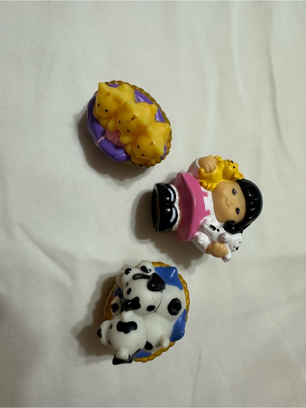 Kids Doll and Animal Figure Set in Pink, Yellow, White